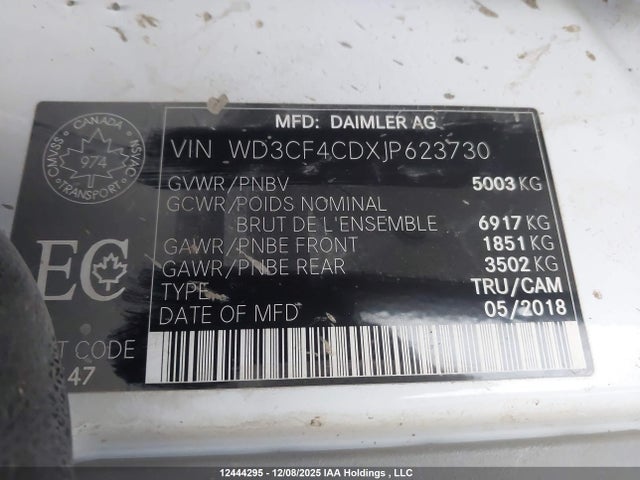 Aukcja sprzedaży 2018 Mercedes-benz Sprinter 3500, vin: WD3CF4CDXJP623730, numer aukcji: 12444295