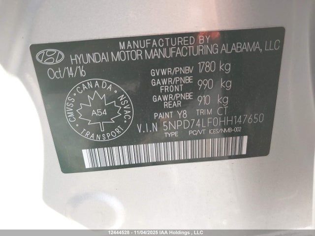 Hyundai Elantra 2017 5NPD74LF0HH147650 Image 9