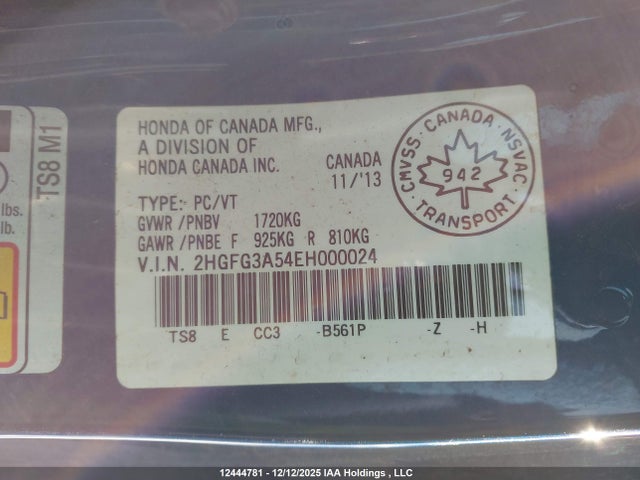 2HGFG3A54EH000024 Honda CIVIC EX