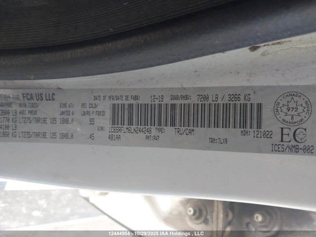 Продаж на аукціоні авто 2020 Ram 1500 Rebel, vin: 1C6SRFLM6LN244248, номер лоту: 12444954