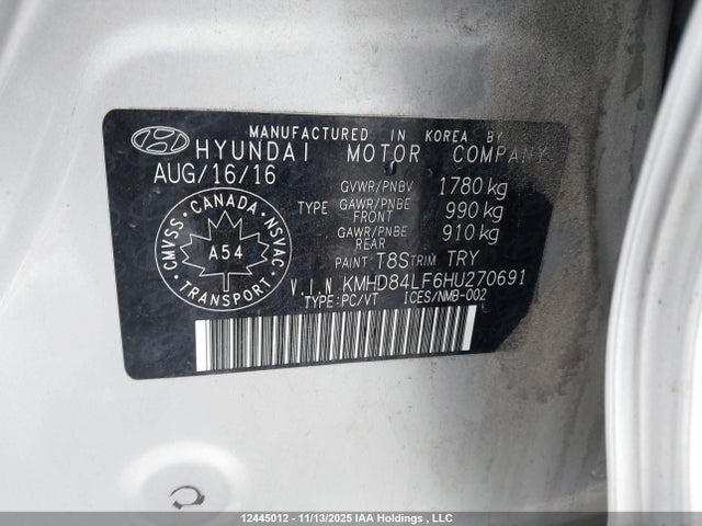 Hyundai Elantra 2017 KMHD84LF6HU270691 Image 9