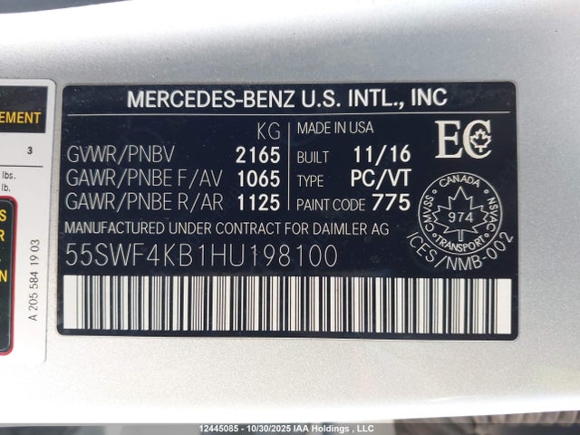 55SWF4KB1HU198100 Mercedes-Benz C 300 4matic