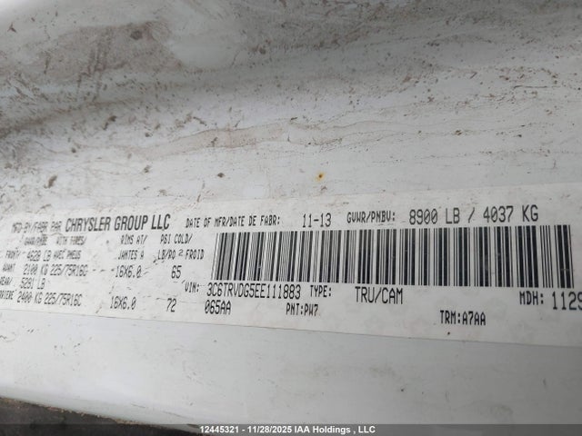 12445321 :رقم المزاد ، 3C6TRVDG5EE111883 vin ، 2014 Ram Promaster 2500 2500 High مزاد بيع