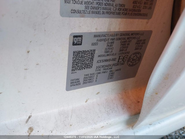 1GCRDAEK1PZ207143 Chevrolet Silverado K1500
