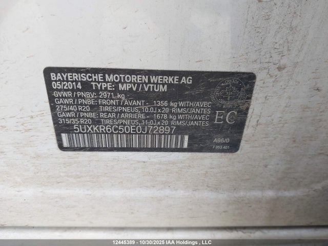 Aukcja sprzedaży 2014 Bmw X5 50i, vin: 5UXKR6C50E0J72897, numer aukcji: 12445389