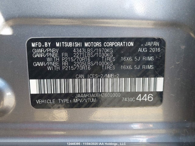 JA4AH3AU6HZ600300 Mitsubishi Rvr Se/es