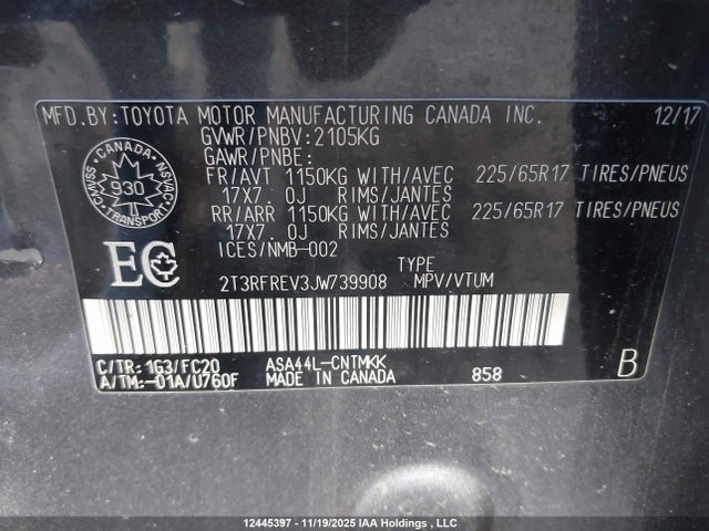 2T3RFREV3JW739908 Toyota Rav4 Adventure/xle