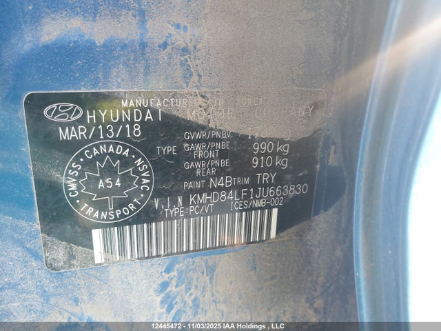 KMHD84LF1JU663830 Hyundai Elantra Gls