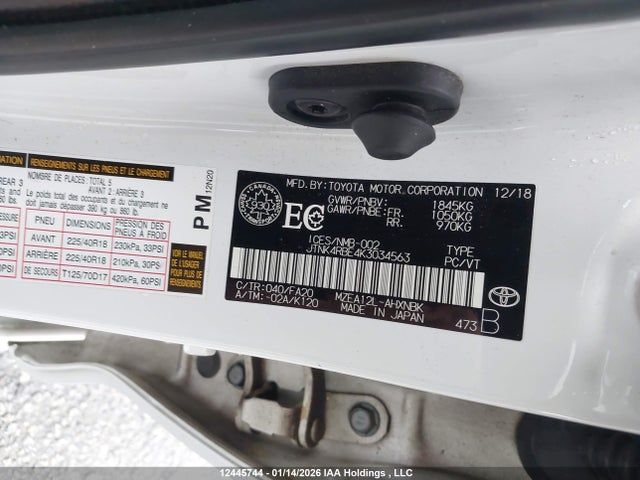 JTNK4RBE4K3034563 Toyota Corolla