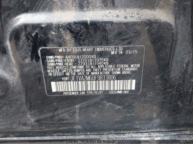 Subaru Wrx Sti 2015 JF1VA2M60F9833806 Image 16