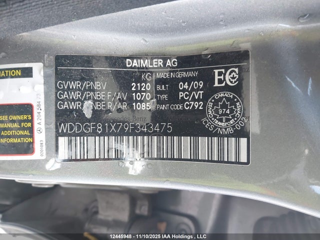 2009 Mercedes-benz C 300 4matic მანქანა იყიდება აუქციონზე, vin: WDDGF81X79F343475, აუქციონის ნომერი: 12445948