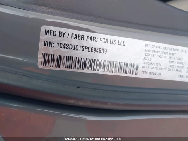 Dodge Durango 2023 1C4SDJCT5PC694539 Image 9
