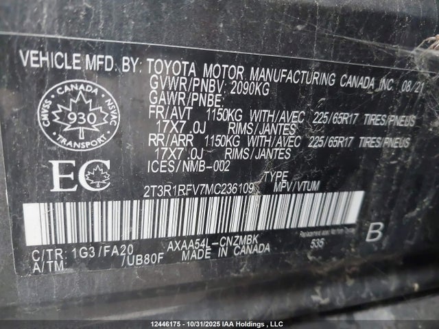 Toyota Rav4 Xle 2021 2T3R1RFV7MC236109 Image 9
