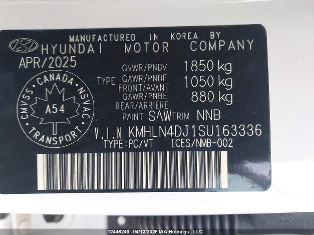 KMHLN4DJ1SU163336 Hyundai Elantra Hybrid Luxury