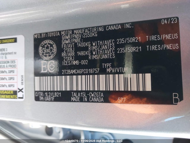 2023 Lexus Rx 350 Base/350 Premium/350 Premium Plus/350 Luxury/350 F Sport მანქანა იყიდება აუქციონზე, vin: 2T2BAMCA6PC018757, აუქციონის ნომერი: 12446670