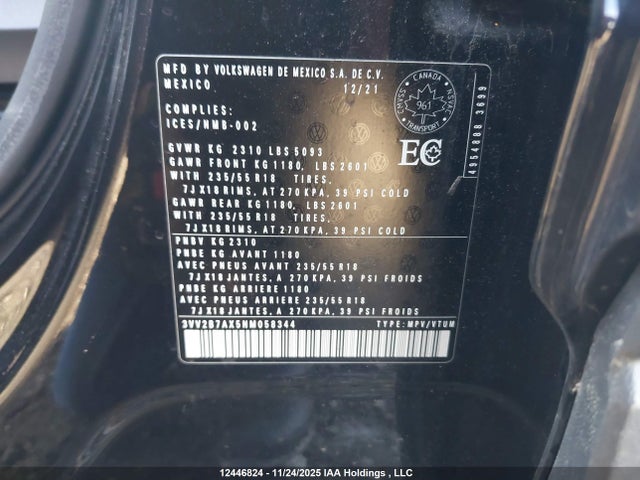3VV2B7AX5NM058344 Volkswagen Tiguan Comfortline