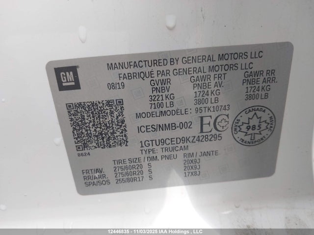1GTU9CED9KZ428295 GMC Sierra 1500 Elevation