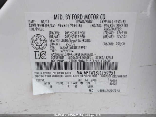 MAJ6P1WL8JC159951 Ford Ecosport Titanium