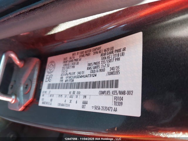 1FMCU0GD4HUA73124 Ford ESCAPE SE