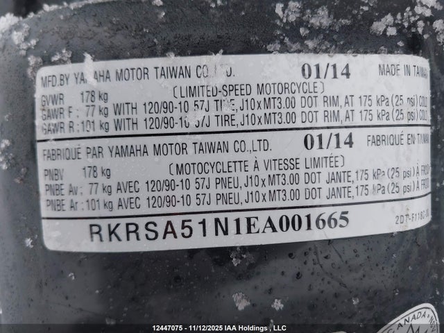 Yamaha Yw50 Fx 2014 RKRSA51N1EA001665 Image 10