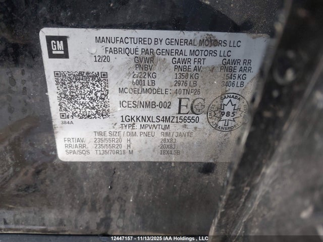 1GKKNXLS4MZ156550 GMC Acadia Denali