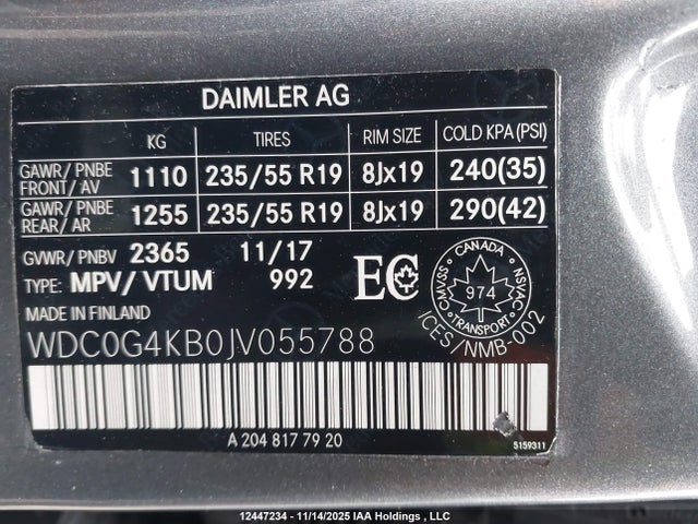 WDC0G4KB0JV055788 Mercedes-Benz Glc 300 4matic