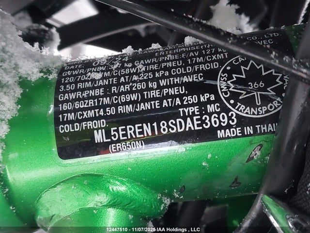 Aukcja sprzedaży 2025 Kawasaki Er650 N, vin: ML5EREN18SDAE3693, numer aukcji: 12447510