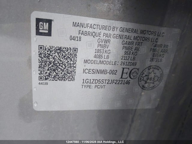 1G1ZD5ST2JF223146 Chevrolet MALIBU LT