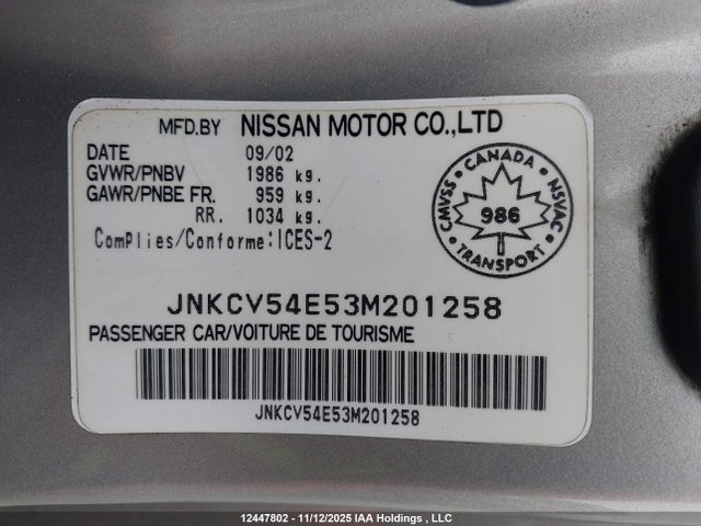 Продажа на аукционе авто 2003 Infiniti G35 Base W/leather, vin: JNKCV54E53M201258, номер лота: 12447802