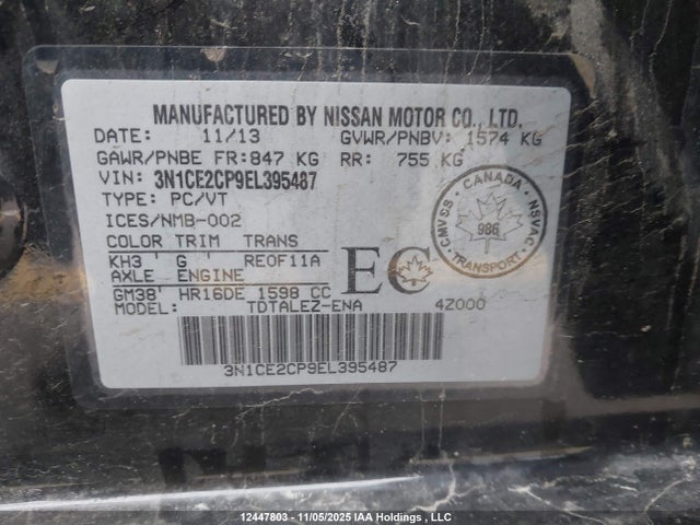 Nissan Versa Note S/s Plus/sv/sl 2014 3N1CE2CP9EL395487 Image 18