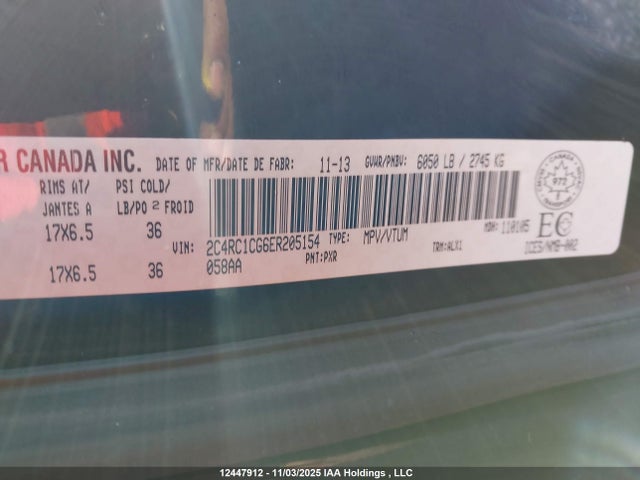 12447912 :رقم المزاد ، 2C4RC1CG6ER205154 vin ، 2014 Chrysler Lebaron Town And Country مزاد بيع