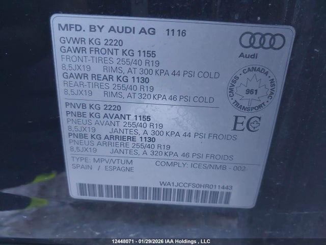 WA1JCCFS0HR011443 Audi Q3 2.0t Progressiv