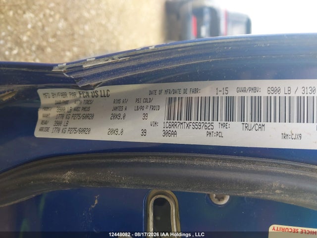 Aukcja sprzedaży 2015 Ram 1500 Sport, vin: 1C6RR7MTXFS597625, numer aukcji: 12448082