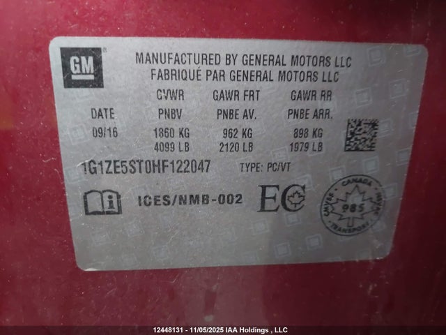 1G1ZE5ST0HF122047 Chevrolet lfv - di: direct injection, vvt: variable valve timing, gen 1