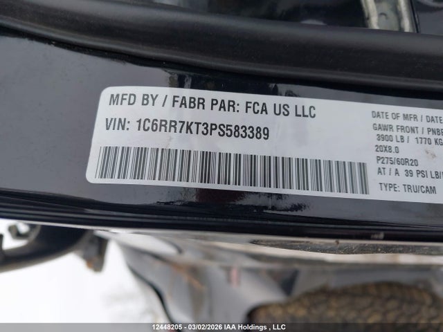 12448205 :رقم المزاد ، 1C6RR7KT3PS583389 vin ، 2023 Ram 1500 Classic Tradesman مزاد بيع