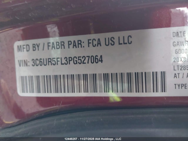 12448257 :رقم المزاد ، 3C6UR5FL3PG527064 vin ، 2023 Ram 2500 Laramie مزاد بيع