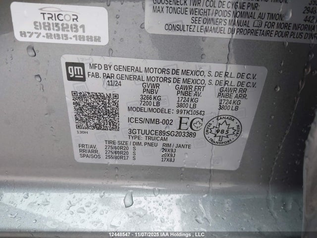 3GTUUCE89SG203389 GMC SIERRA 1500