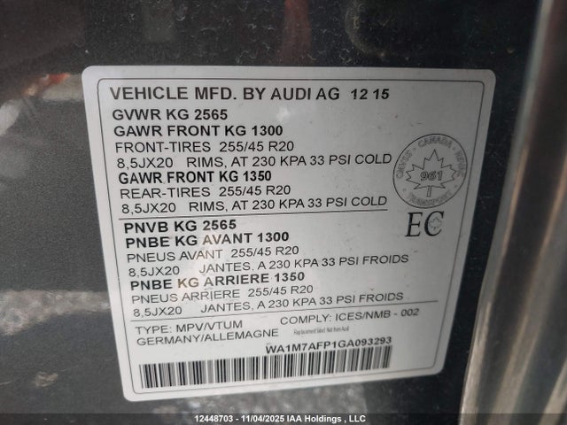 WA1M7AFP1GA093293 Audi Q5 3.0t Technik