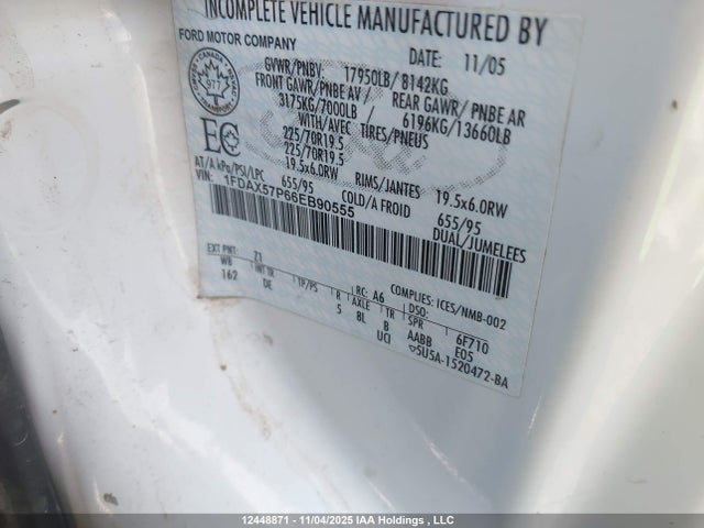 Продаж на аукціоні авто 2006 Ford F-550 Chassis Lariat/xl/xlt, vin: 1FDAX57P66EB90555, номер лоту: 12448871