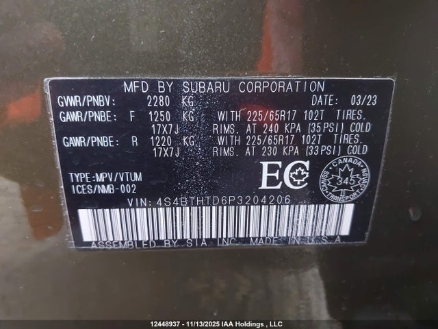 Subaru Outback 2023 4S4BTHTD6P3204206 Image 9