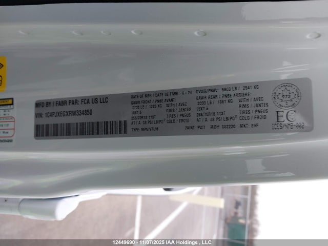 1C4PJXEGXRW334850 Jeep Wrangler Sahara