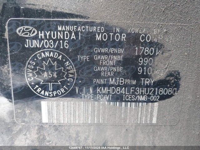 KMHD84LF3HU218080 Hyundai Elantra
