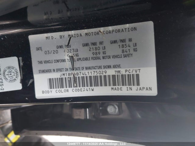 JM1BPAB74L1175029 Mazda Mazda3 Gs/gx