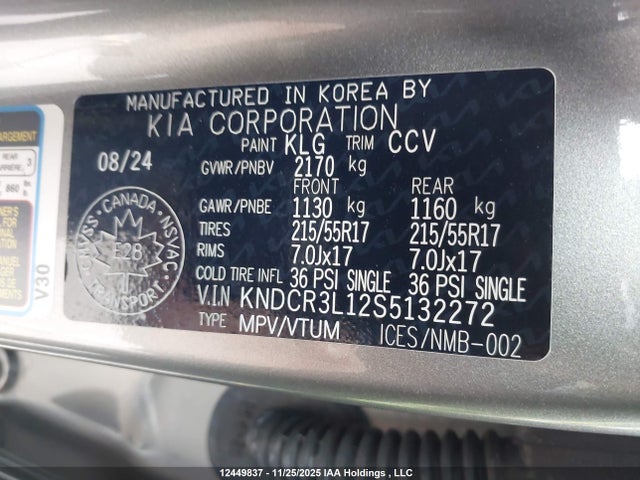KNDCR3L12S5132272 KIA NIRO EV