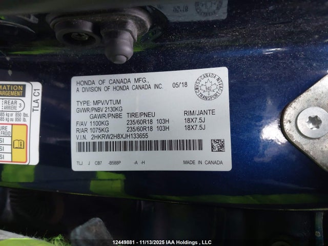 2HKRW2H8XJH133655 Honda CR-V EXL