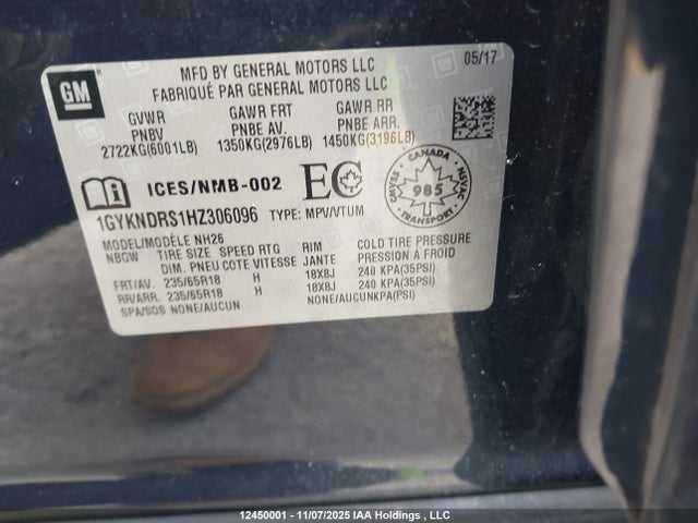 1GYKNDRS1HZ306096 Cadillac XT5
