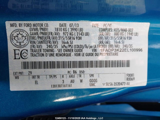 1FADP3K22EL100996 Ford FOCUS SE