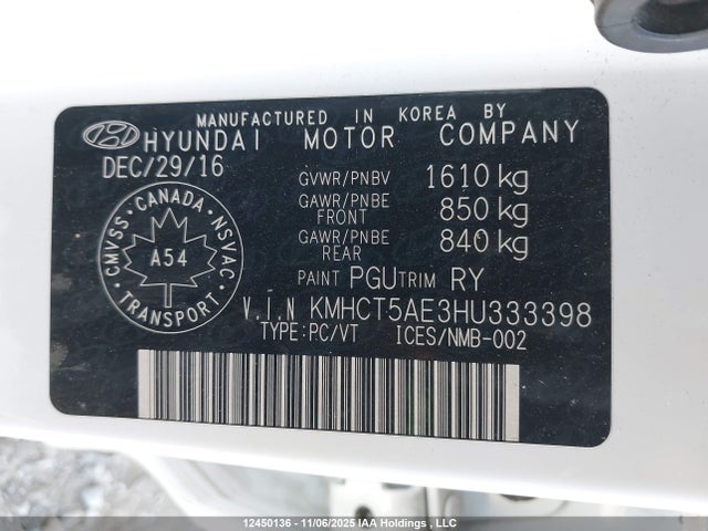 Hyundai Accent 2017 KMHCT5AE3HU333398 Image 9