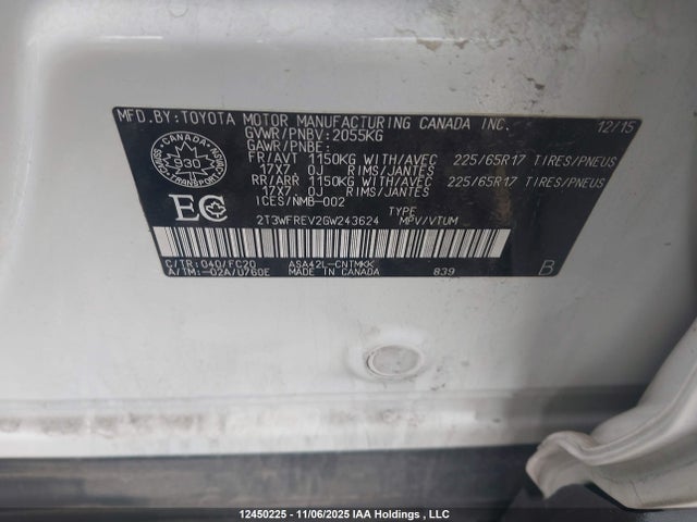 Toyota 2ar-fe 2016 2T3WFREV2GW243624 Image 9