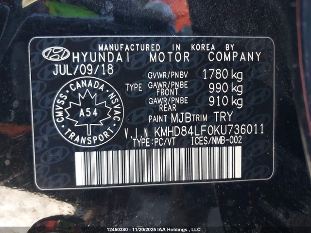 KMHD84LF0KU736011 Hyundai Elantra Preferred